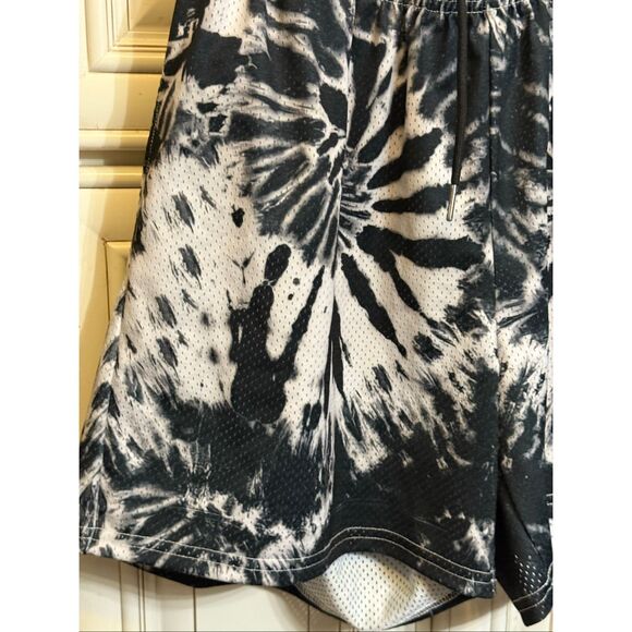 Yves Men's Tie Dye Athletic Basketball Shorts Black and White Large NWOT - Picture 5 of 8